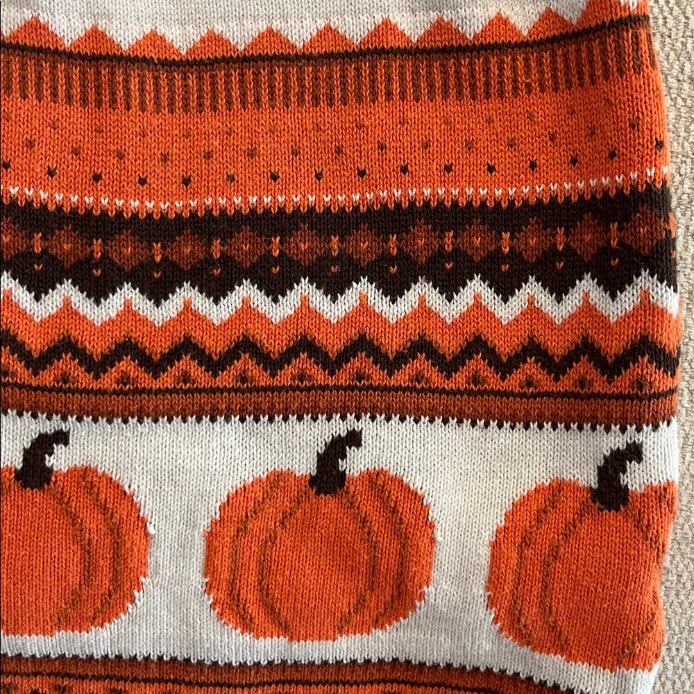 Gymboree Girl’s Cream Knit Sweater Dress with Pumpkin Accent - Picture 3 of 4
